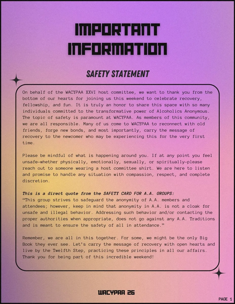 Page 1, Safety statement