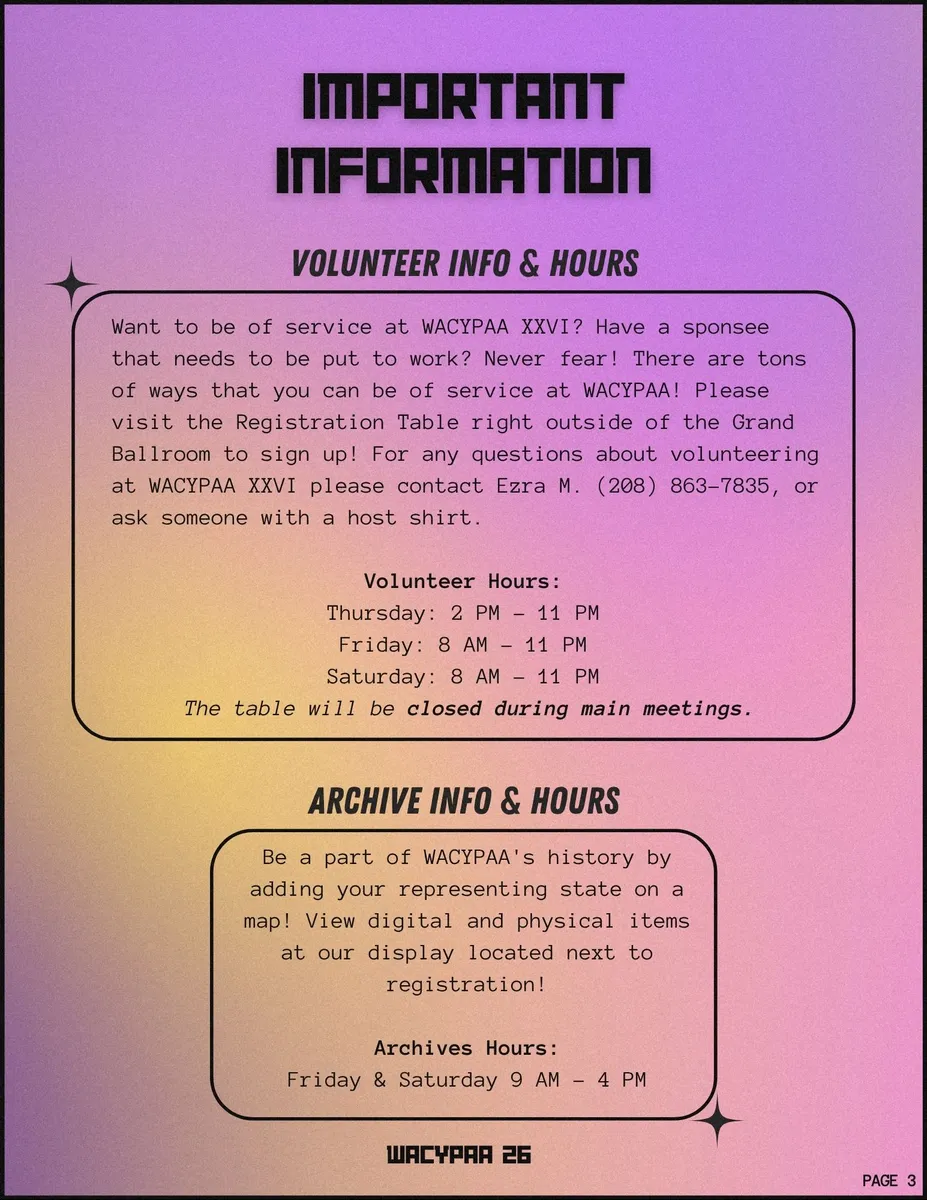 Page 3, Volunteer and archive info