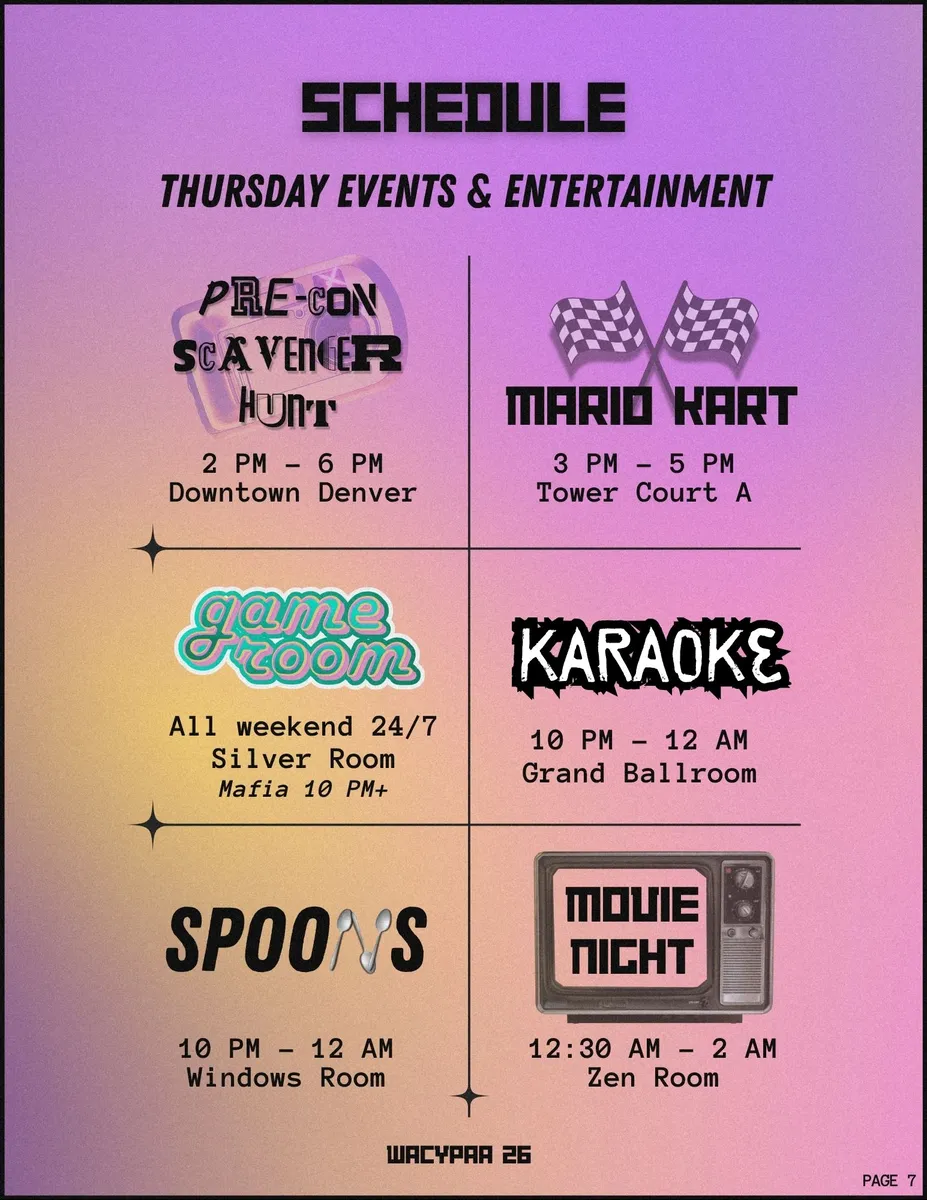 Page 7, Thursday events