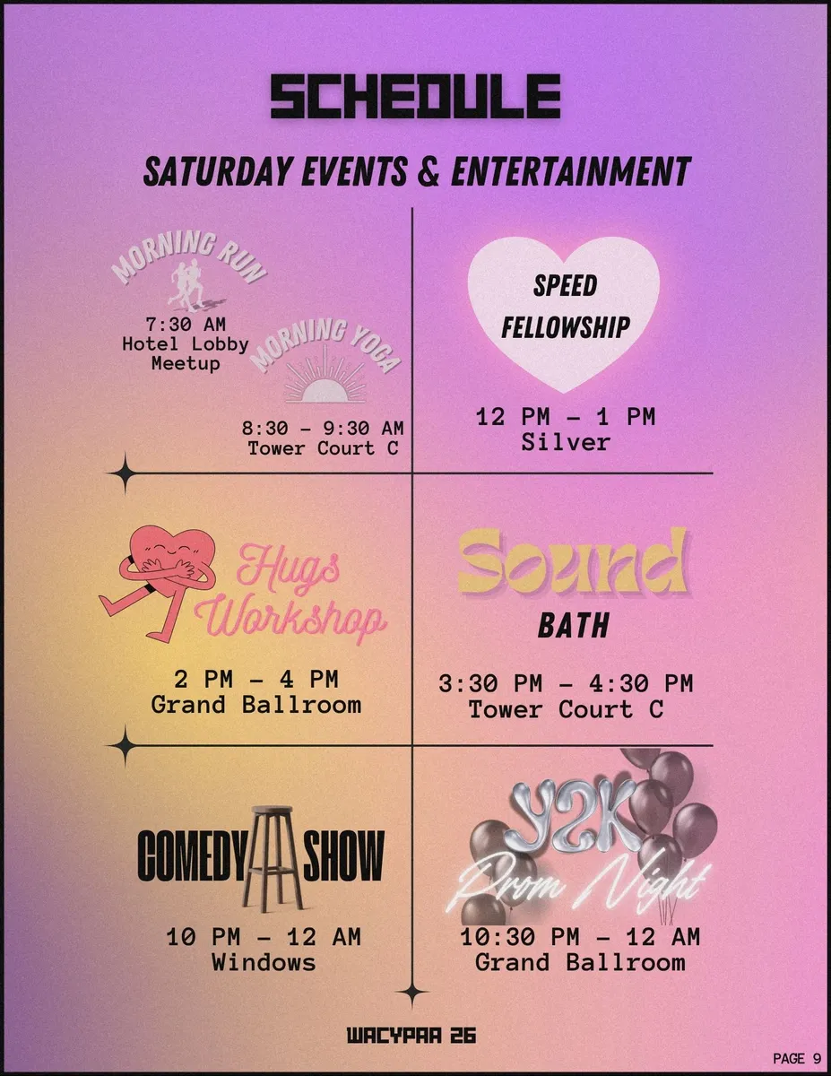 Page 9, Saturday events